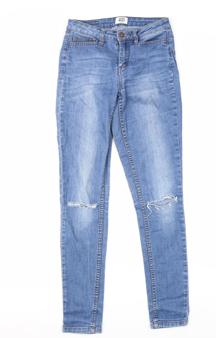VERO MODA Womens Blue Cotton Skinny Jeans Size 26 in L28 in Regular Zip