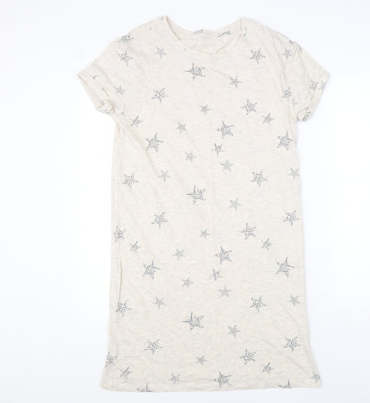 Marks and Spencer Womens Beige Geometric Cotton Top Dress Size S - Stars