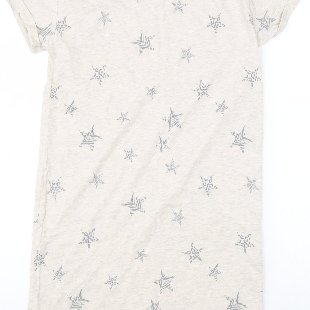 Marks and Spencer Womens Beige Geometric Cotton Top Dress Size S - Stars