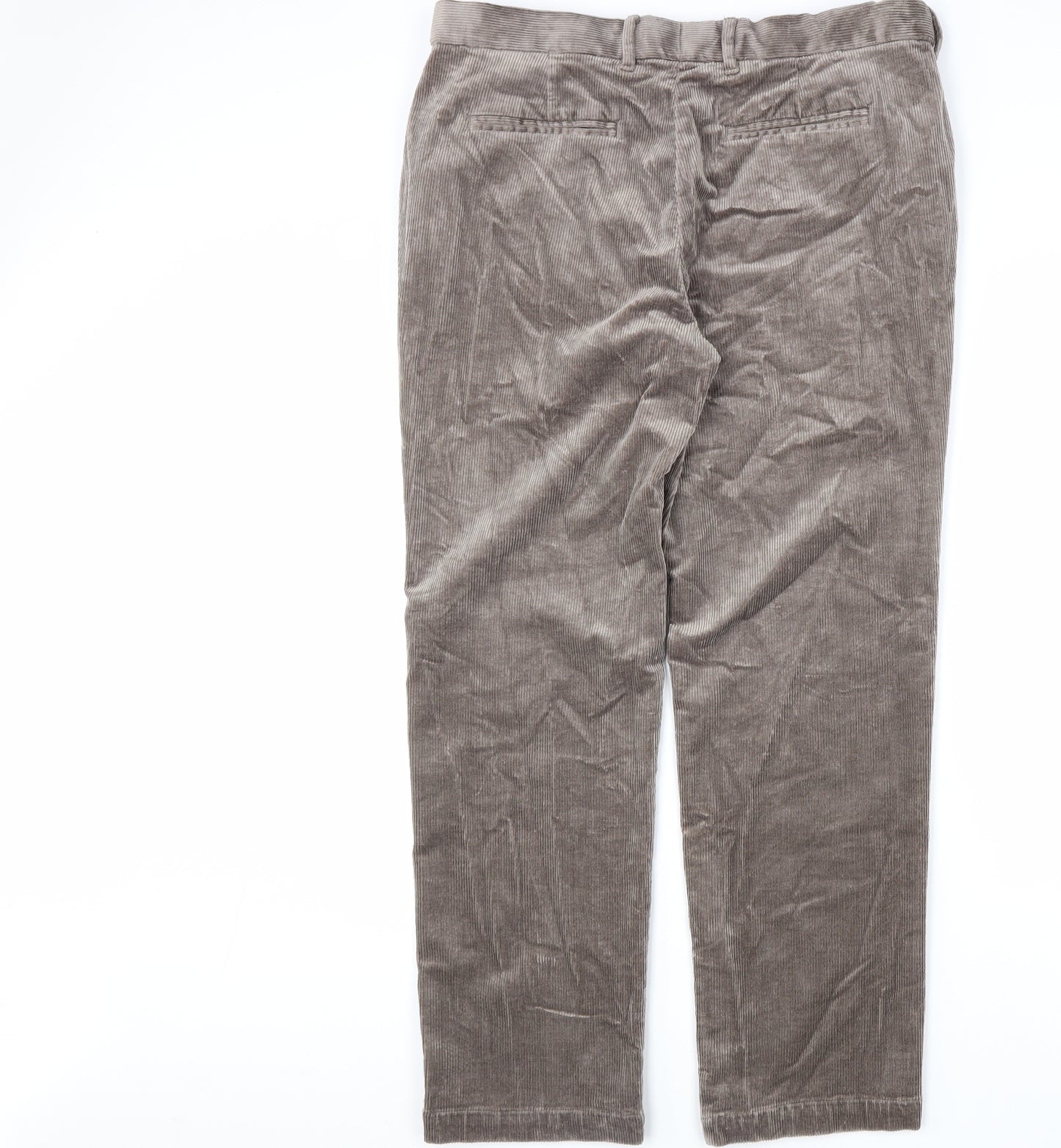 Marks and Spencer Mens Beige Cotton Trousers Size 38 in L31 in Regular Zip