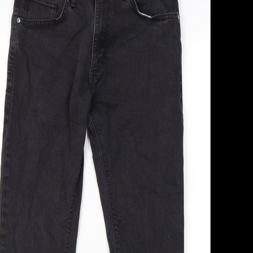 Marks and Spencer Mens Black Cotton Straight Jeans Size 34 in L29 in Slim Zip