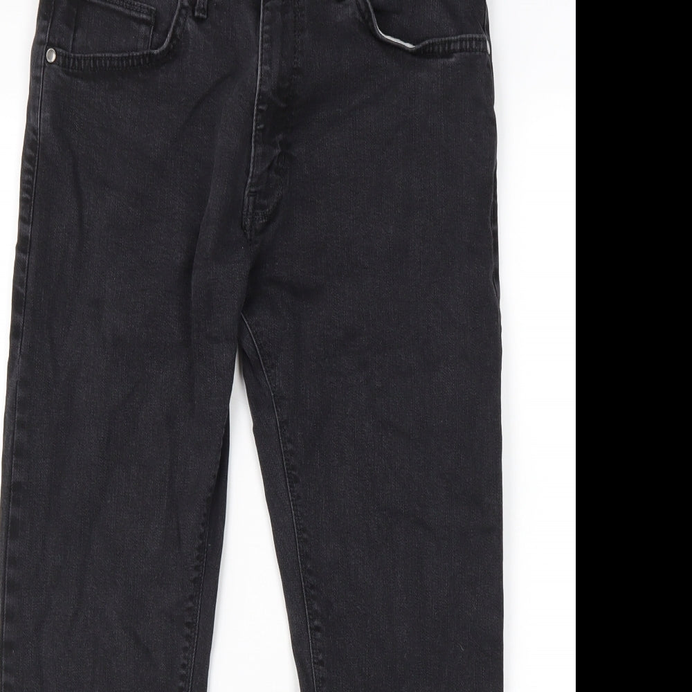 Marks and Spencer Mens Black Cotton Straight Jeans Size 34 in L29 in Slim Zip