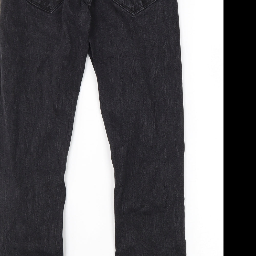 Marks and Spencer Mens Black Cotton Straight Jeans Size 34 in L29 in Slim Zip