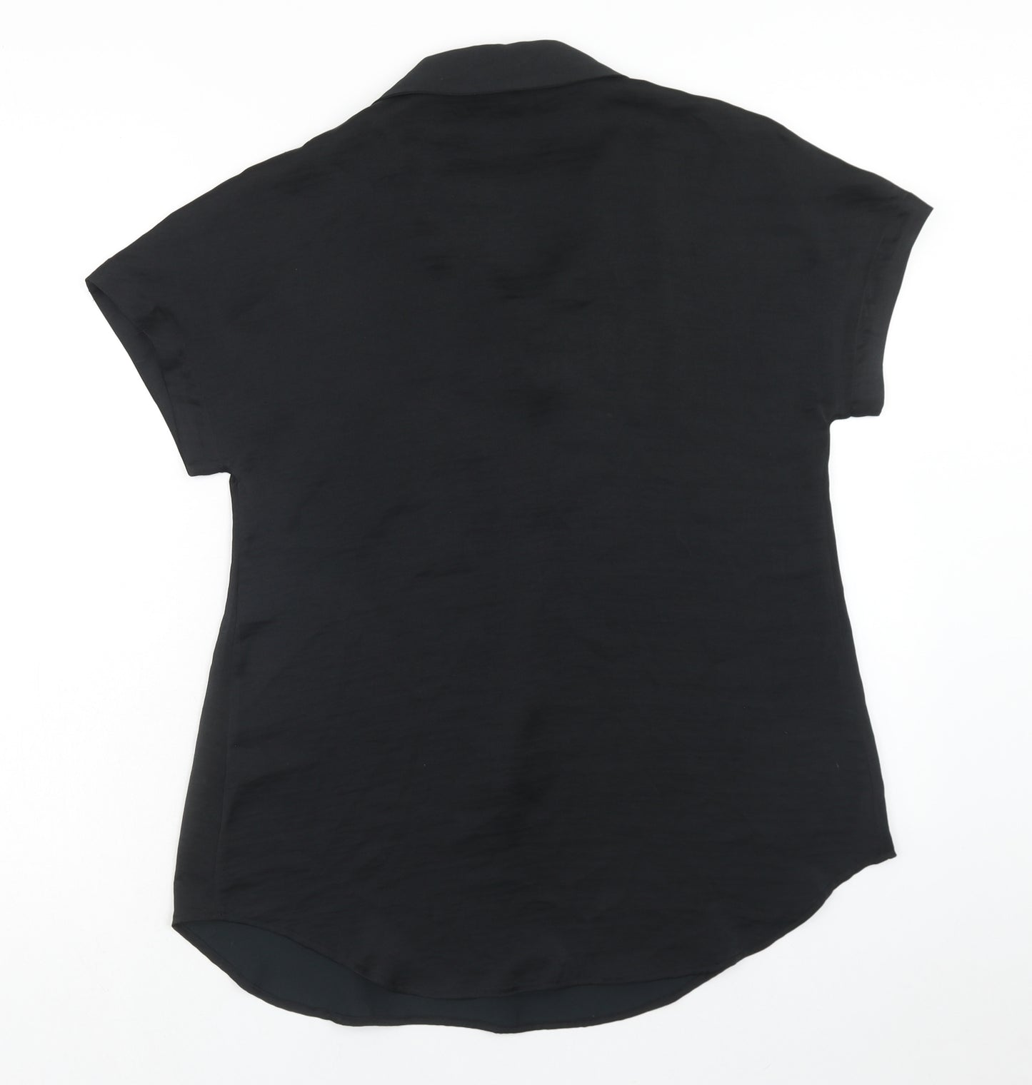 Marks and Spencer Womens Black Polyester Tunic Blouse Size 6 Collared