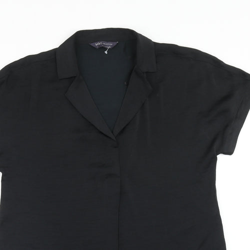Marks and Spencer Womens Black Polyester Tunic Blouse Size 6 Collared