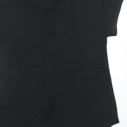 Marks and Spencer Womens Black Polyester Tunic Blouse Size 6 Collared