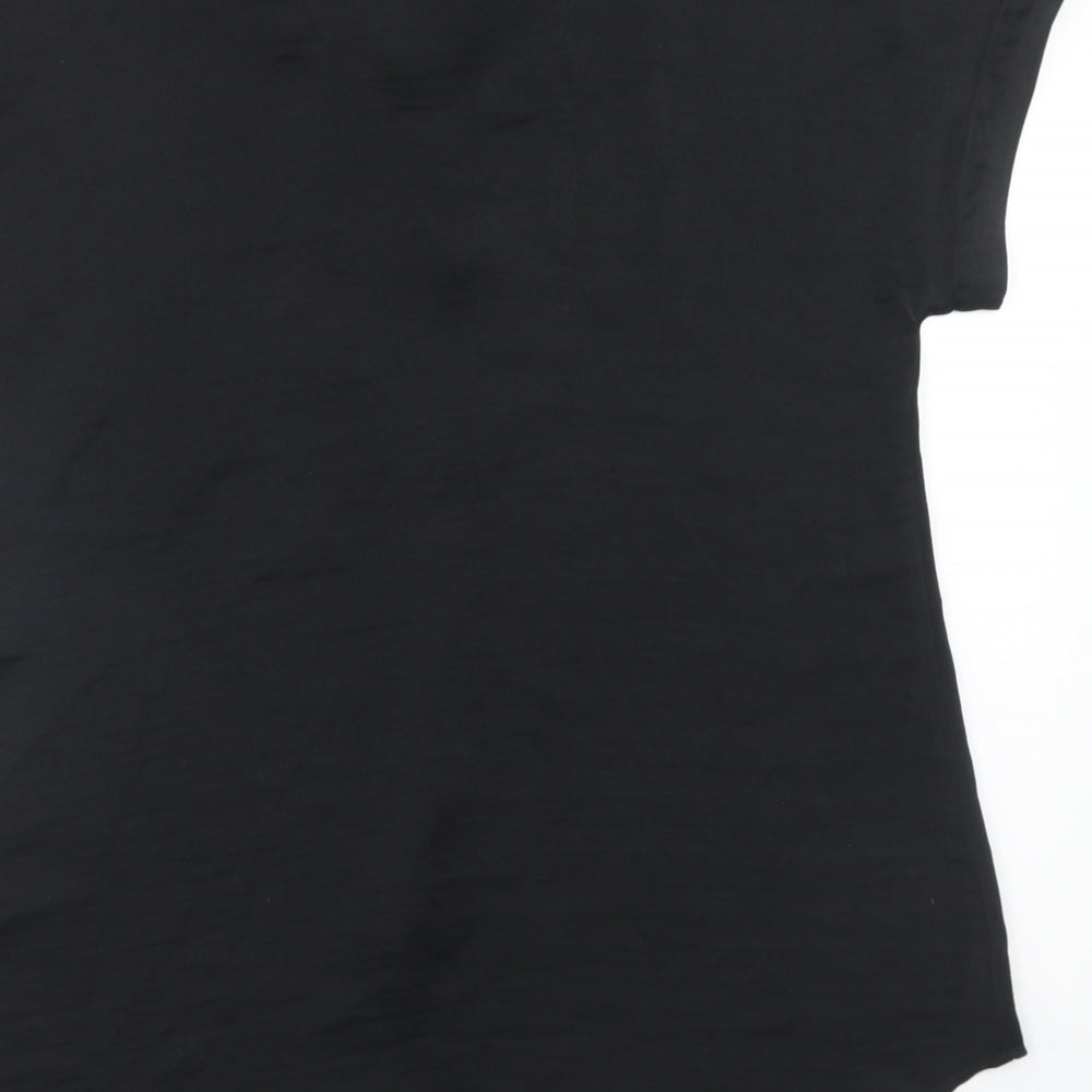 Marks and Spencer Womens Black Polyester Tunic Blouse Size 6 Collared