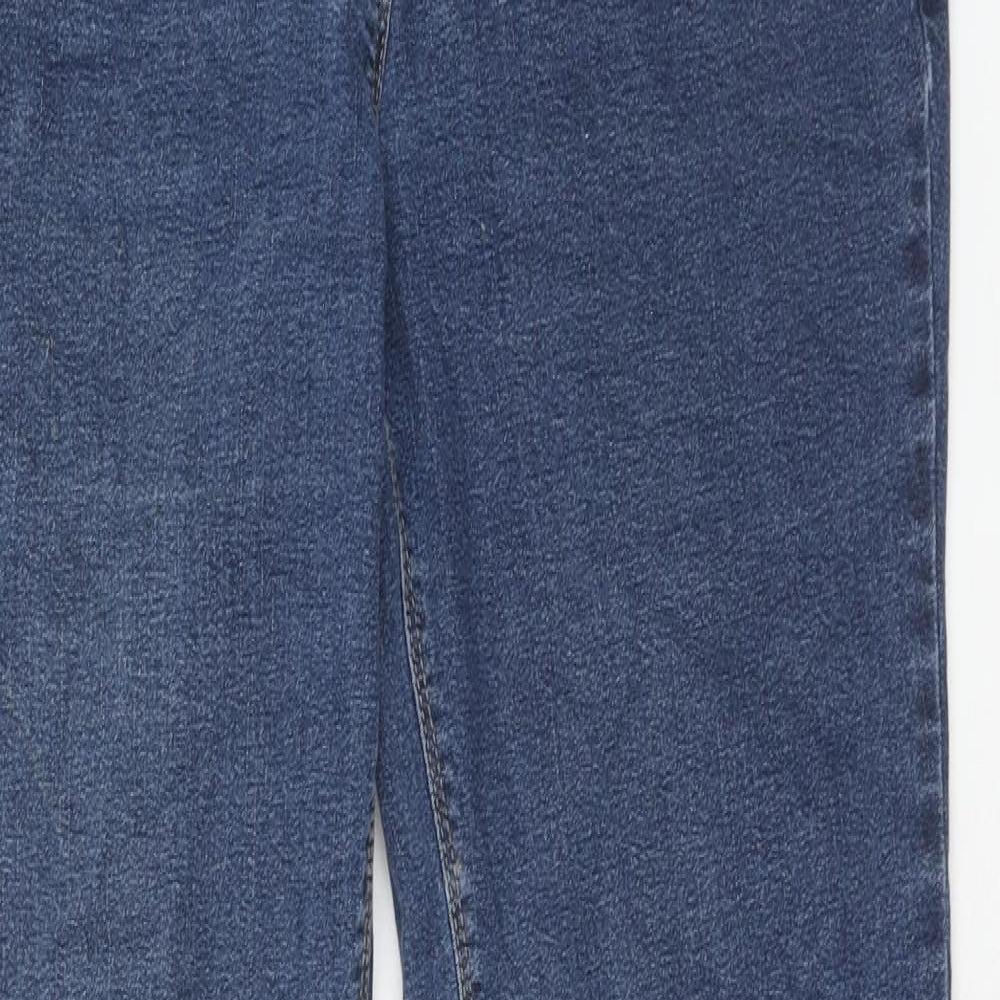 Damart Womens Blue Cotton Straight Jeans Size 14 L31 in Regular Zip