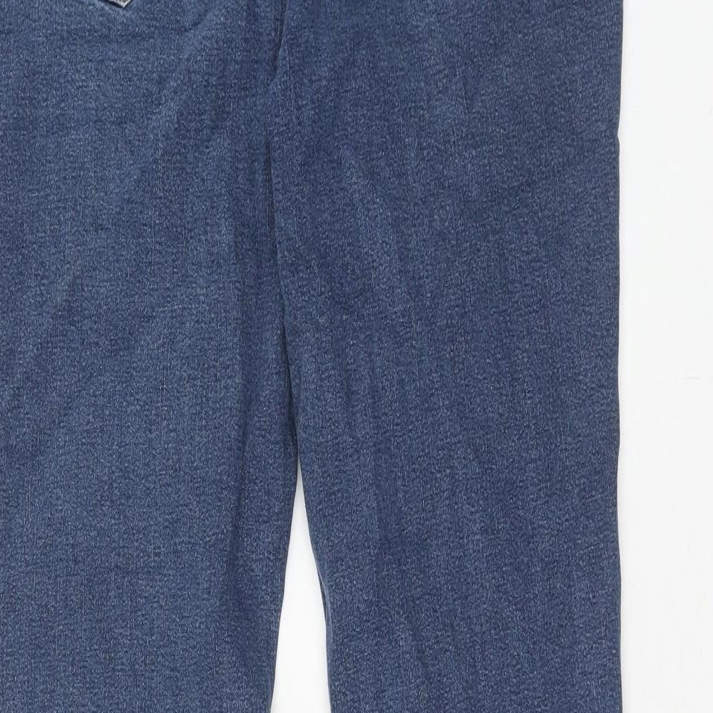 Damart Womens Blue Cotton Straight Jeans Size 14 L31 in Regular Zip