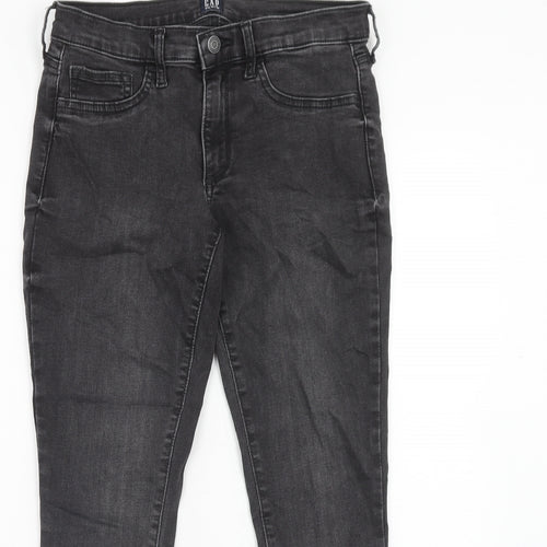 Gap Womens Black Cotton Skinny Jeans Size 28 Regular Zip - Distressed Hems