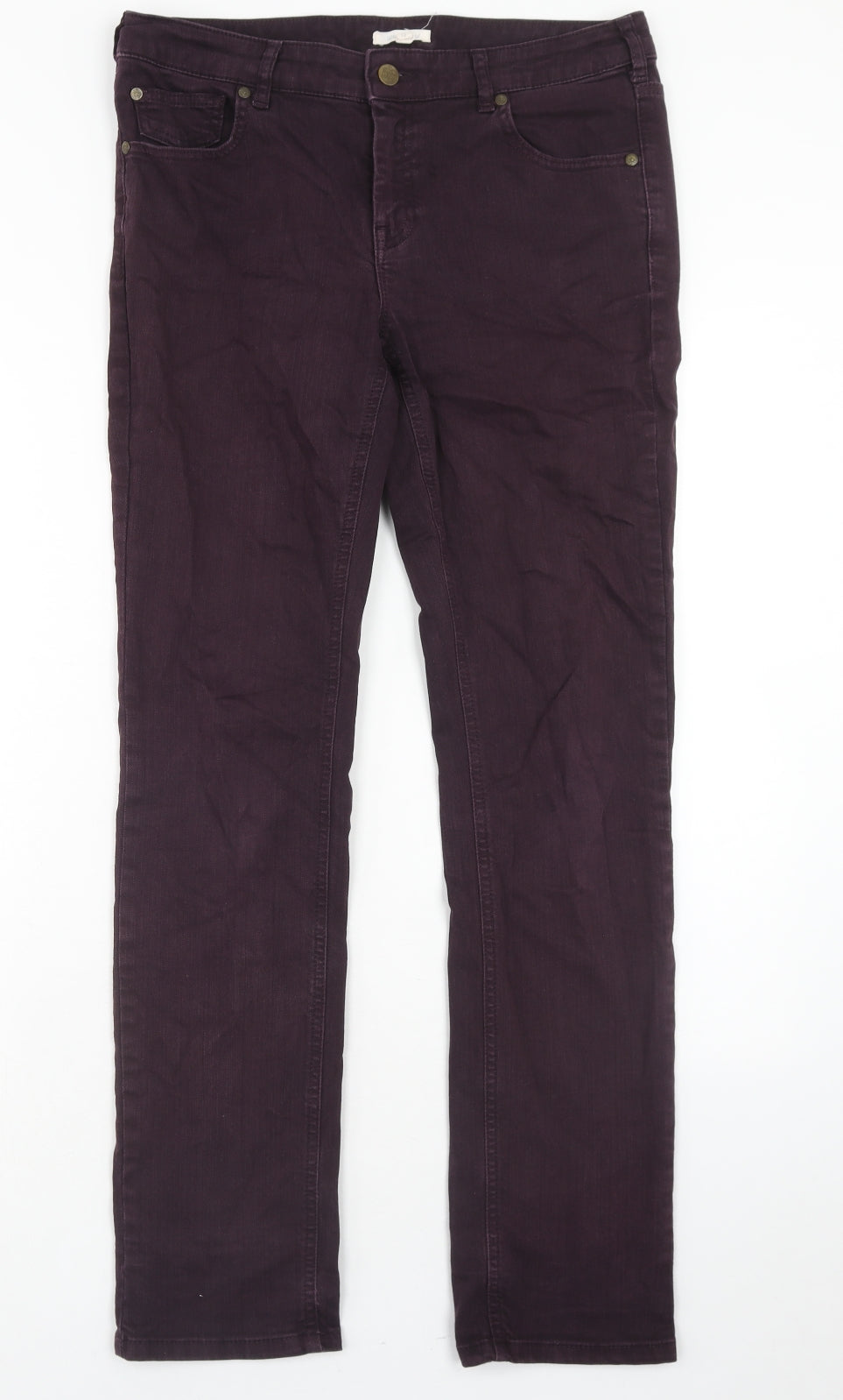 White Stuff Womens Purple Cotton Straight Jeans Size 12 Regular Zip