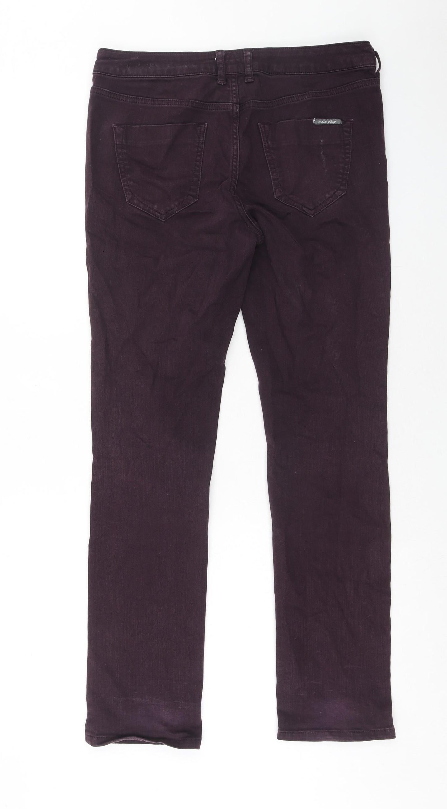 White Stuff Womens Purple Cotton Straight Jeans Size 12 Regular Zip