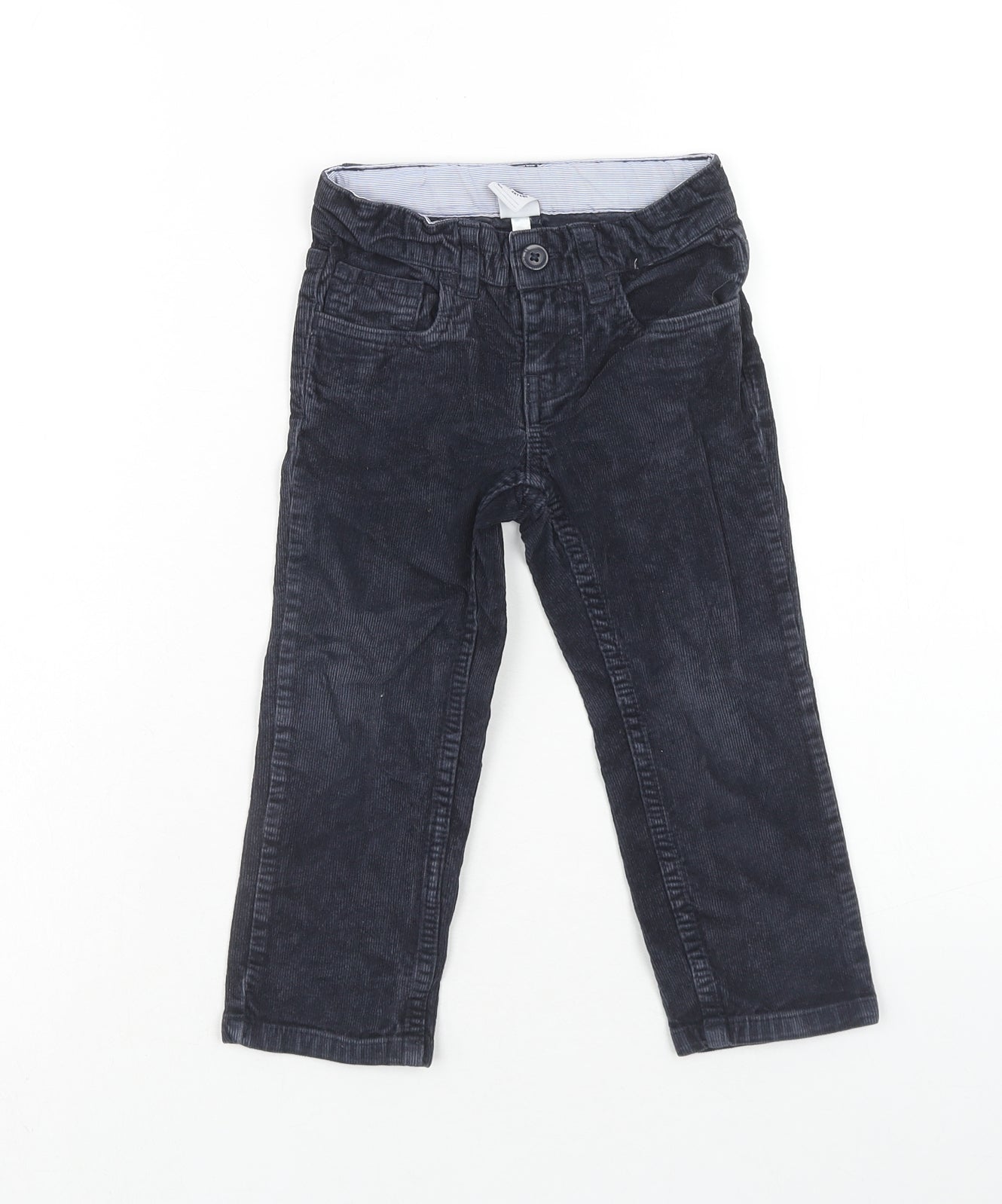 Petit Bateau Boys Blue Cotton Chino Trousers Size 3 Years Regular Zip