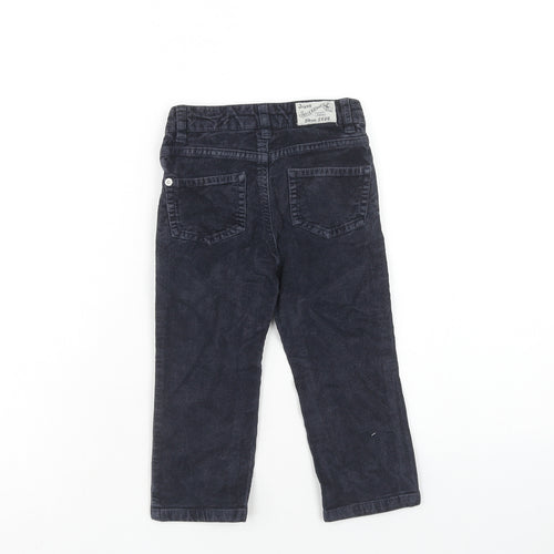 Petit Bateau Boys Blue Cotton Chino Trousers Size 3 Years Regular Zip