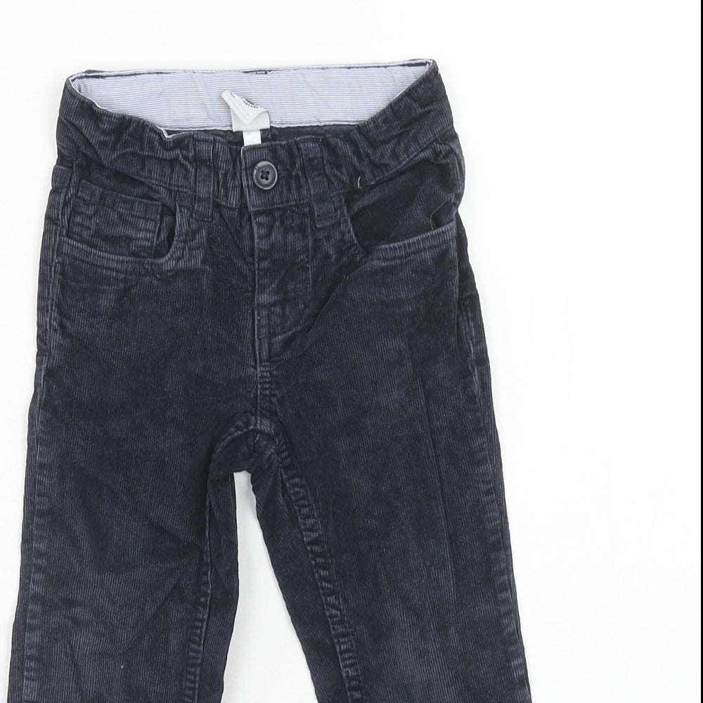 Petit Bateau Boys Blue Cotton Chino Trousers Size 3 Years Regular Zip