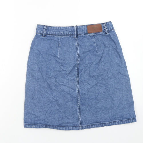 Only Womens Blue Cotton Straight & Pencil Skirt Size 6 Zip