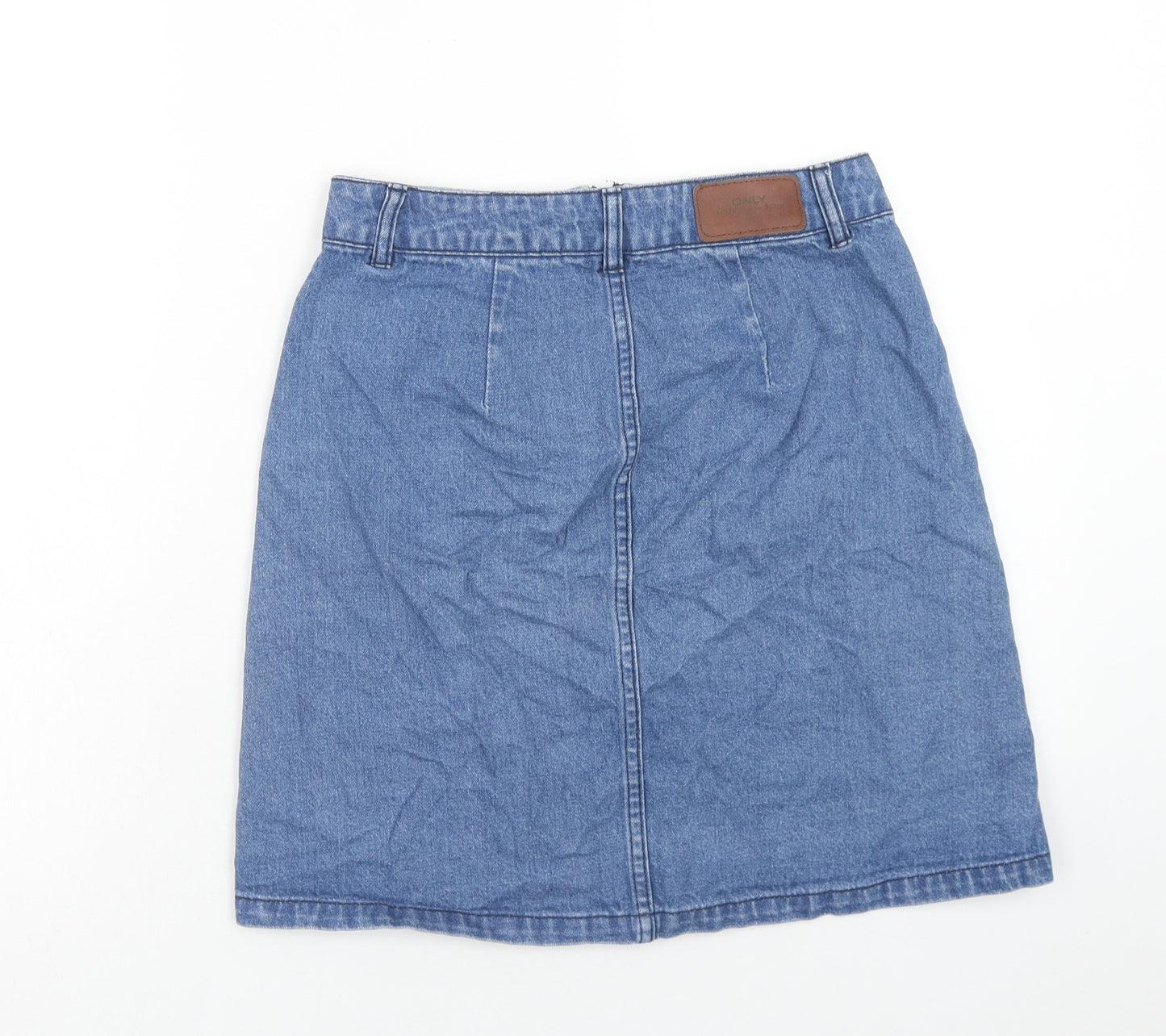 Only Womens Blue Cotton Straight & Pencil Skirt Size 6 Zip