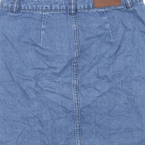 Only Womens Blue Cotton Straight & Pencil Skirt Size 6 Zip