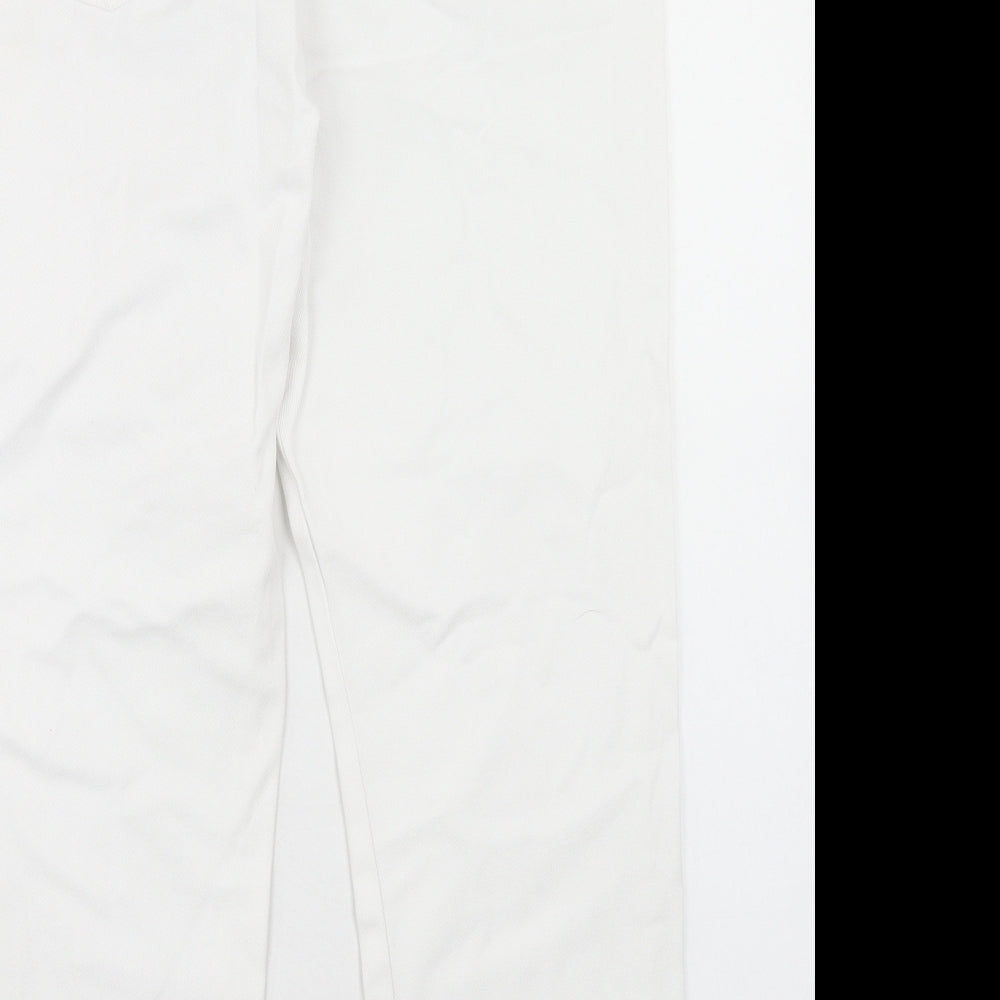 NEXT Womens White Cotton Boyfriend Jeans Size 14 Regular Button