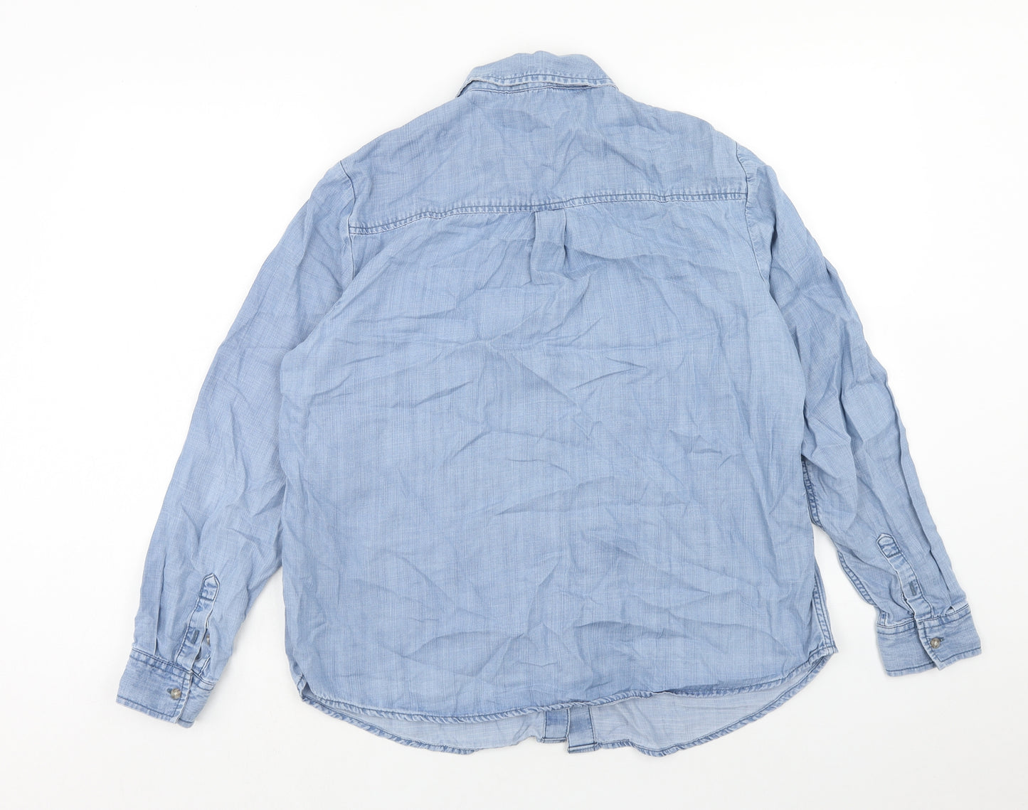 Marks and Spencer Womens Blue Lyocell Basic Button-Up Size 16 Collared