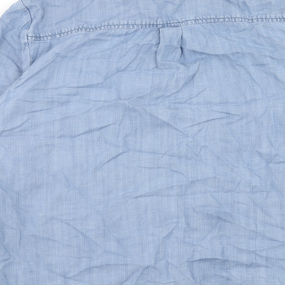 Marks and Spencer Womens Blue Lyocell Basic Button-Up Size 16 Collared