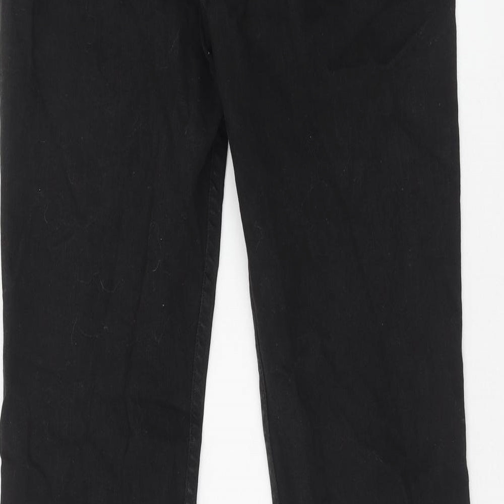 Bershka Womens Black Cotton Flared Jeans Size 10 Regular Zip - Distressed Hems