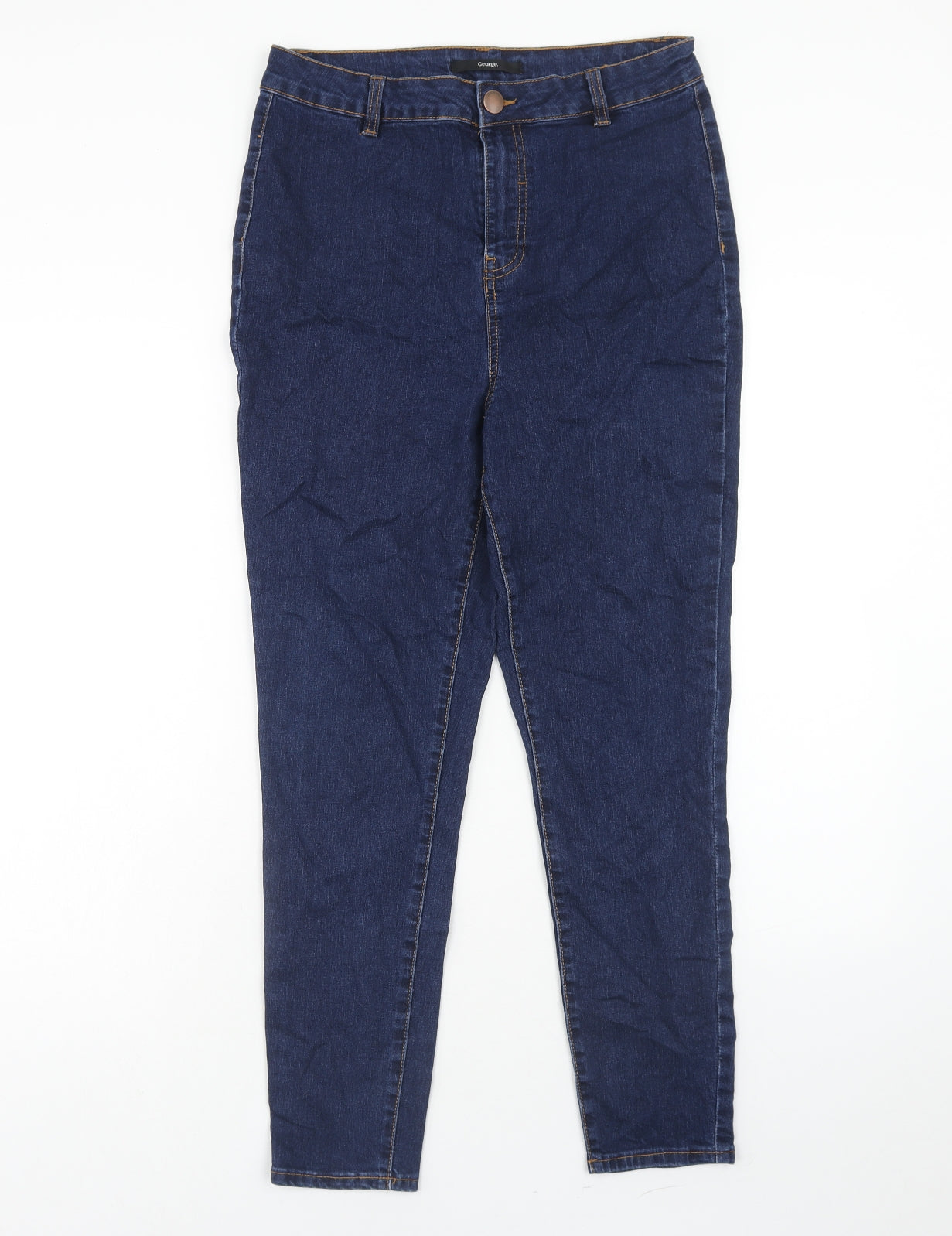 George Womens Blue Cotton Skinny Jeans Size 12 Regular Zip