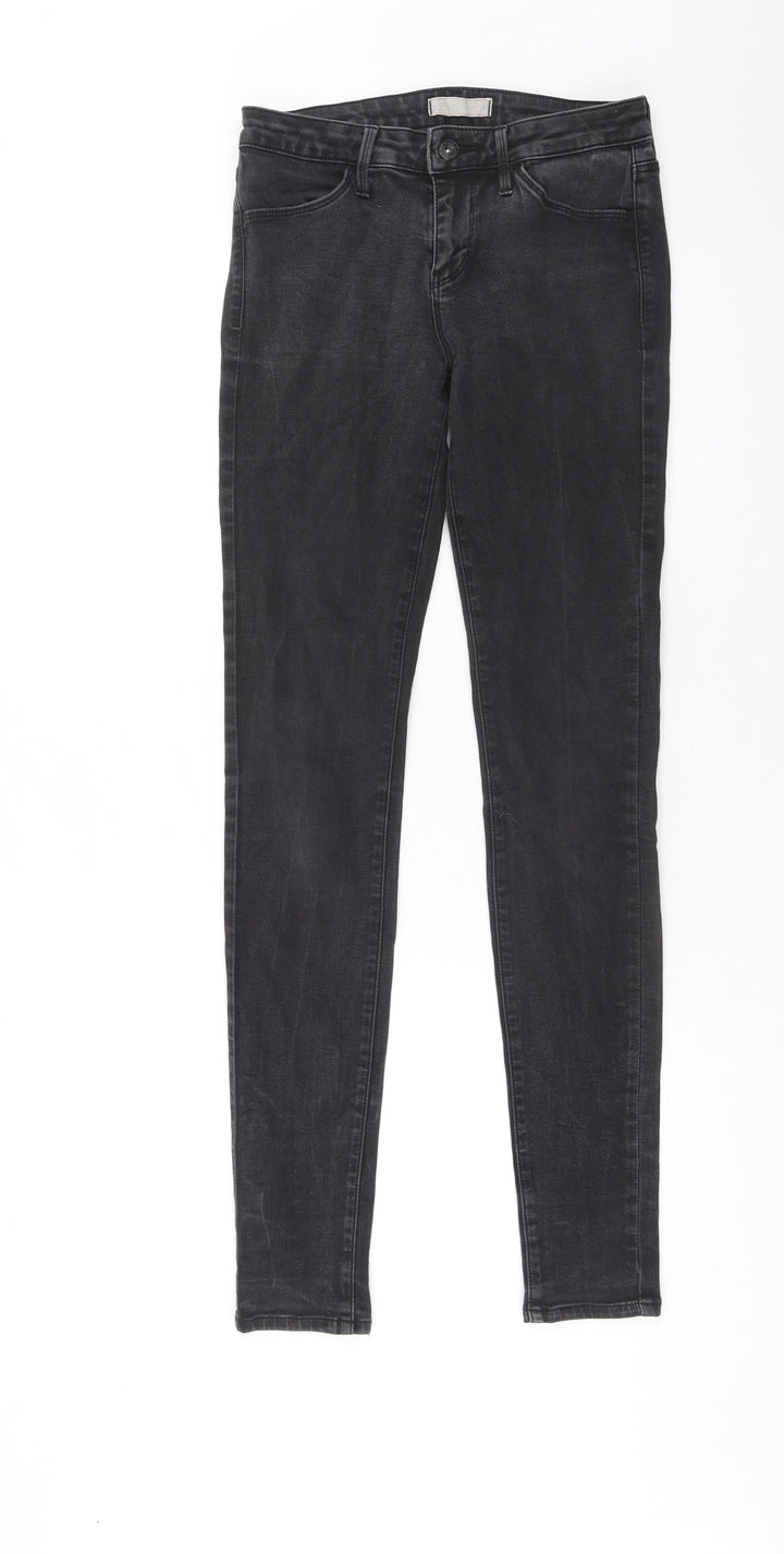 Uniqlo Womens Grey Cotton Skinny Jeans Size 24 in Regular Zip