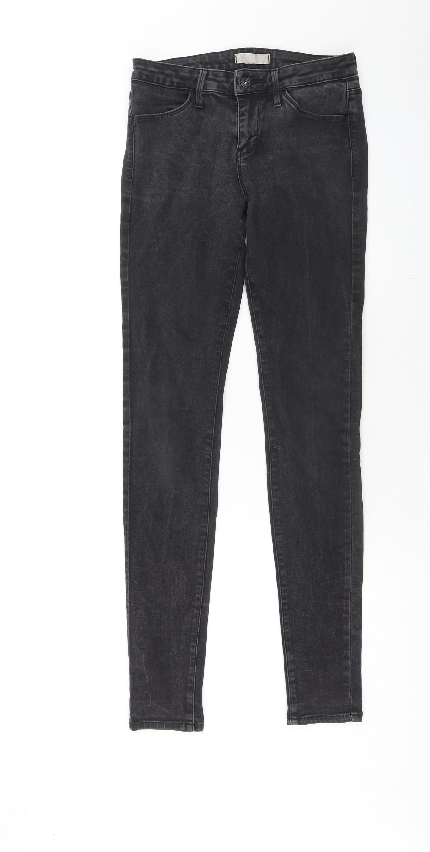 Uniqlo Womens Grey Cotton Skinny Jeans Size 24 in Regular Zip