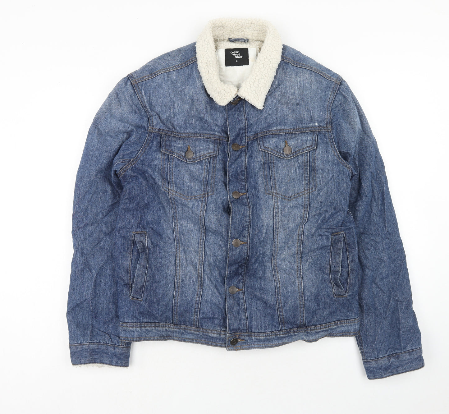 Cedar Wood State Mens Blue Jacket Size L Button