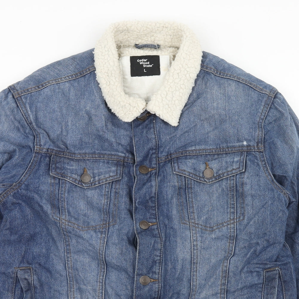 Cedar Wood State Mens Blue Jacket Size L Button