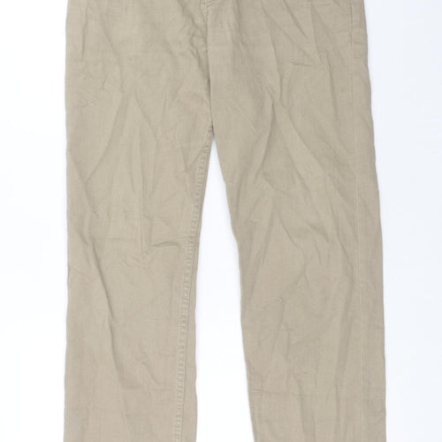 Easy Mens Beige Cotton Straight Jeans Size 32 in Regular Zip