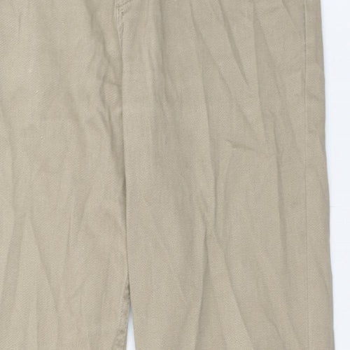 Easy Mens Beige Cotton Straight Jeans Size 32 in Regular Zip