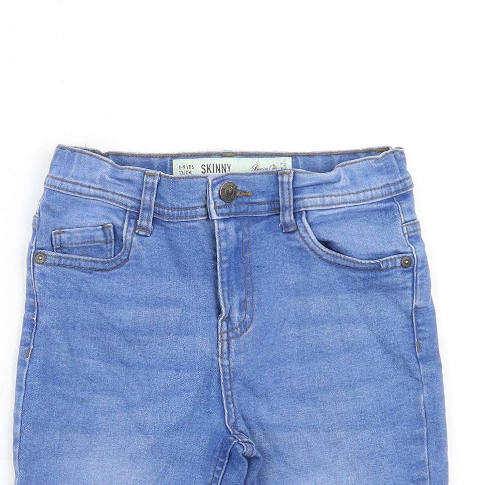 Denim & Co. Boys Blue Cotton Bermuda Shorts Size 8-9 Years Regular Zip