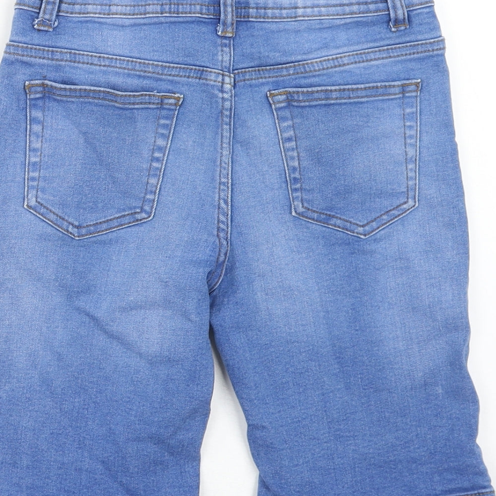 Denim & Co. Boys Blue Cotton Bermuda Shorts Size 8-9 Years Regular Zip