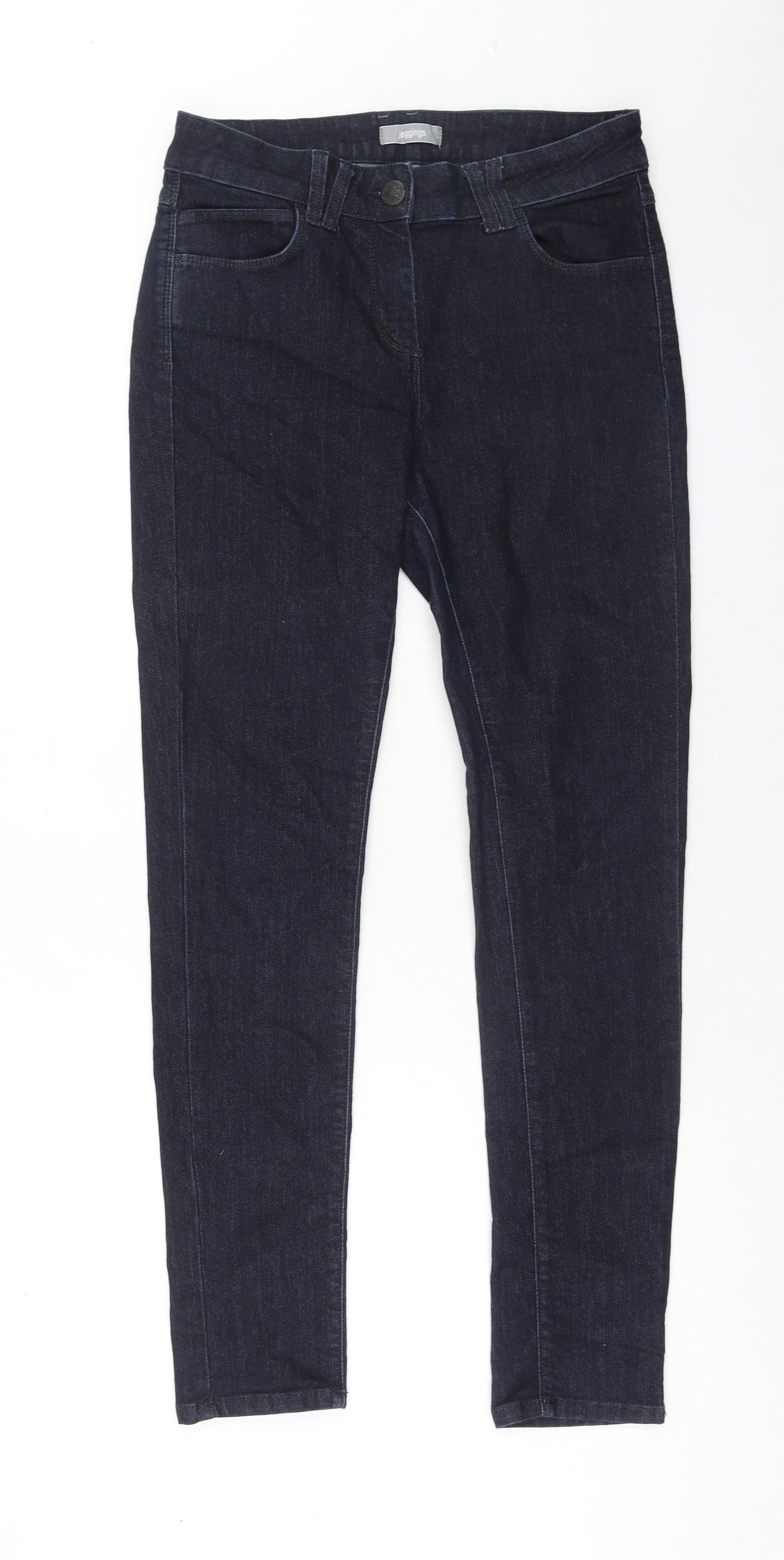 Marks and Spencer Womens Blue Cotton Skinny Jeans Size 12 Regular Zip