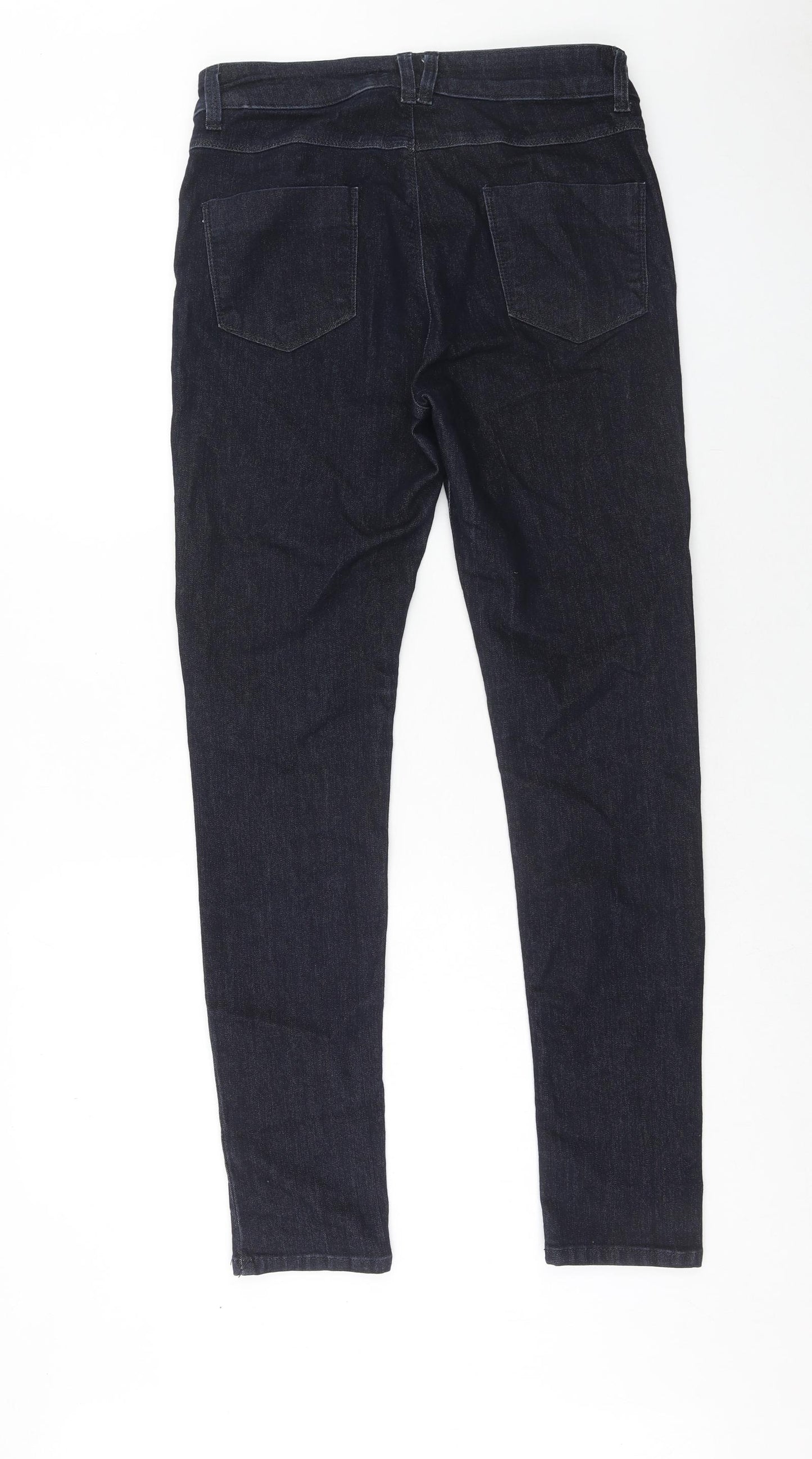 Marks and Spencer Womens Blue Cotton Skinny Jeans Size 12 Regular Zip