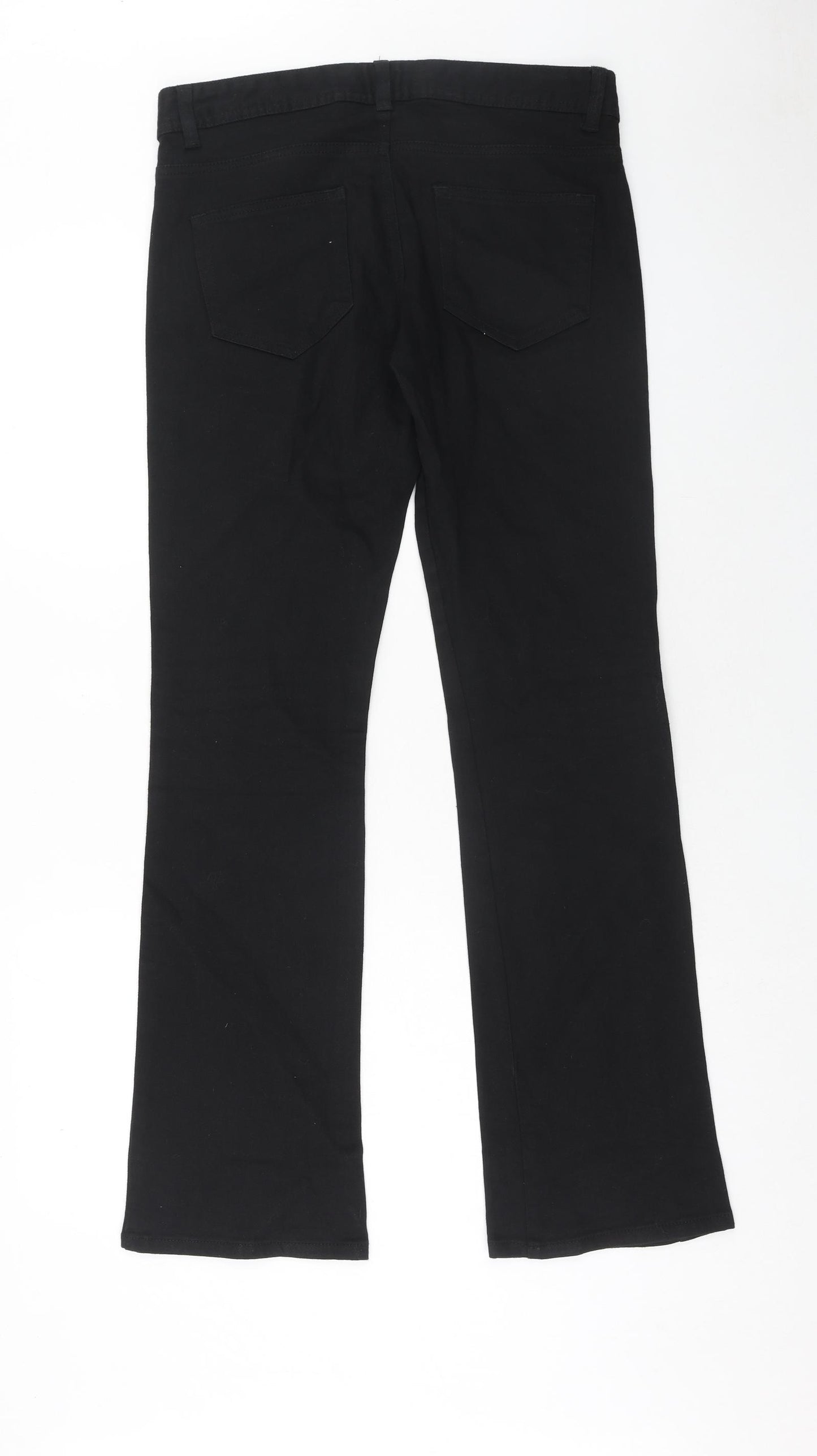 H&M Womens Black Cotton Bootcut Jeans Size 10 Regular Zip