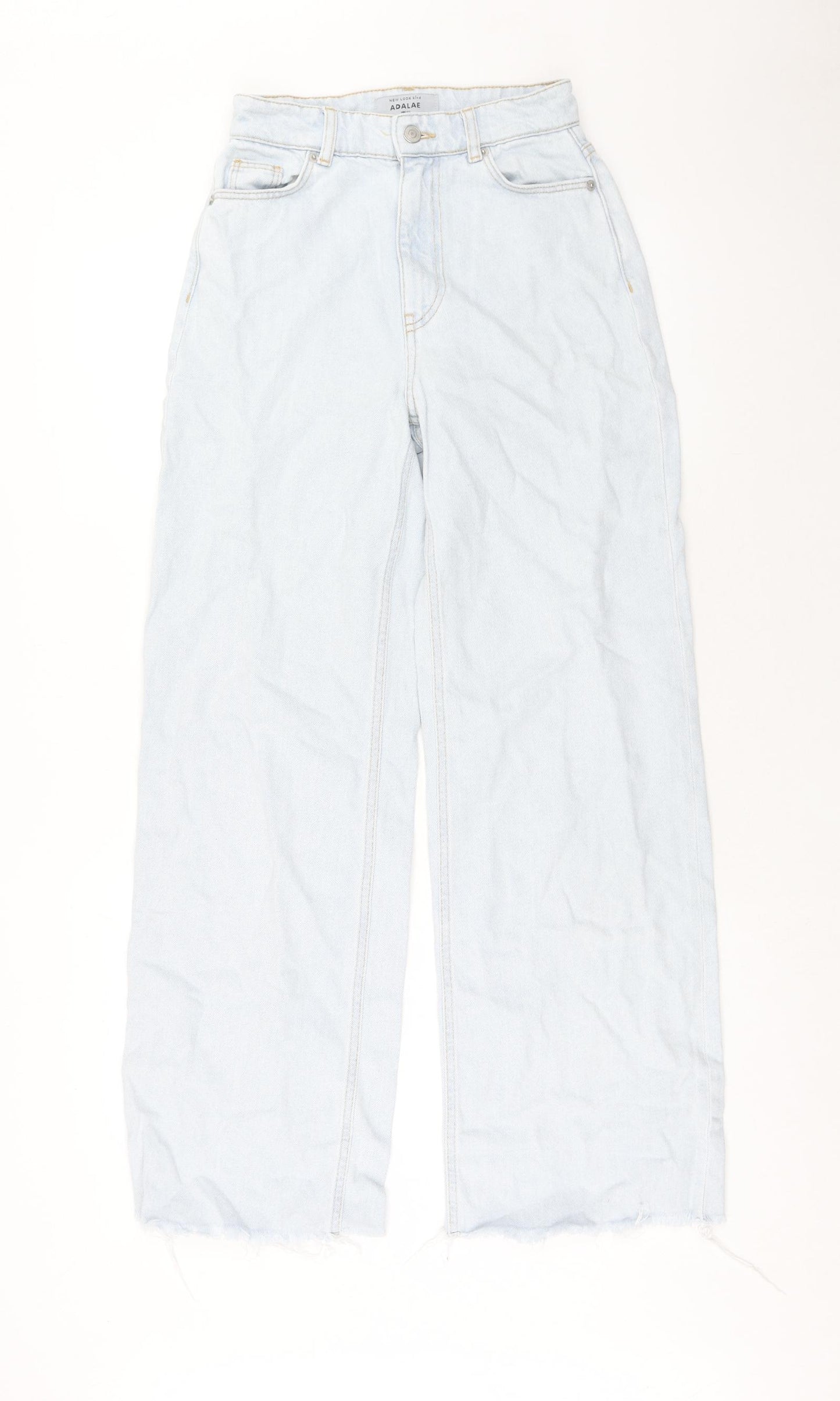 New Look Womens Blue Cotton Wide-Leg Jeans Size 6 Regular Zip
