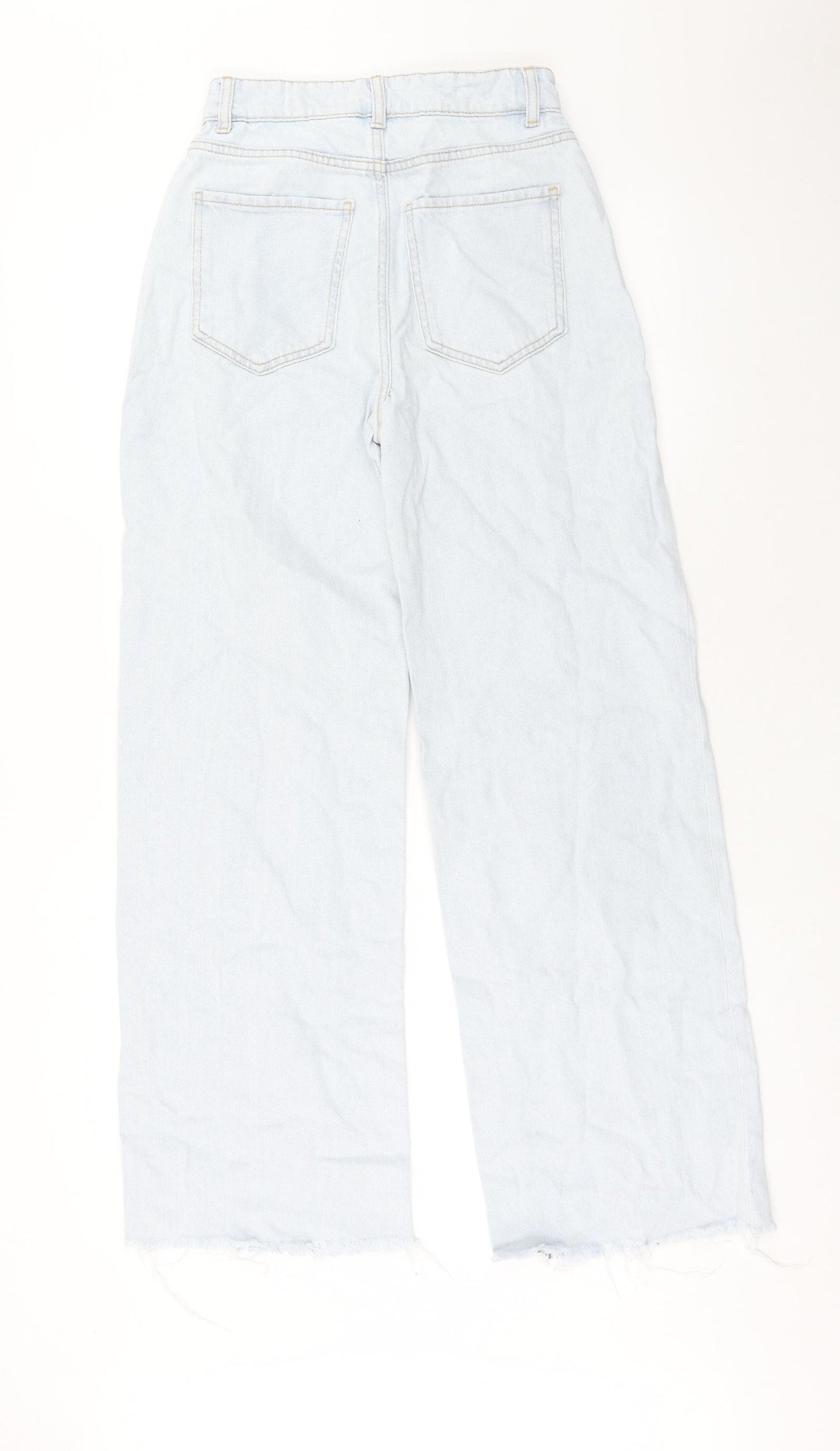 New Look Womens Blue Cotton Wide-Leg Jeans Size 6 Regular Zip