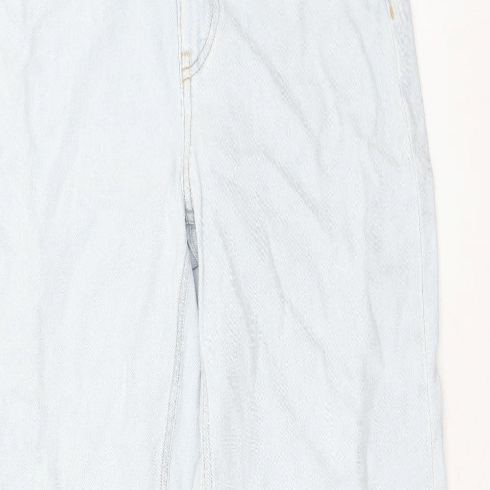 New Look Womens Blue Cotton Wide-Leg Jeans Size 6 Regular Zip