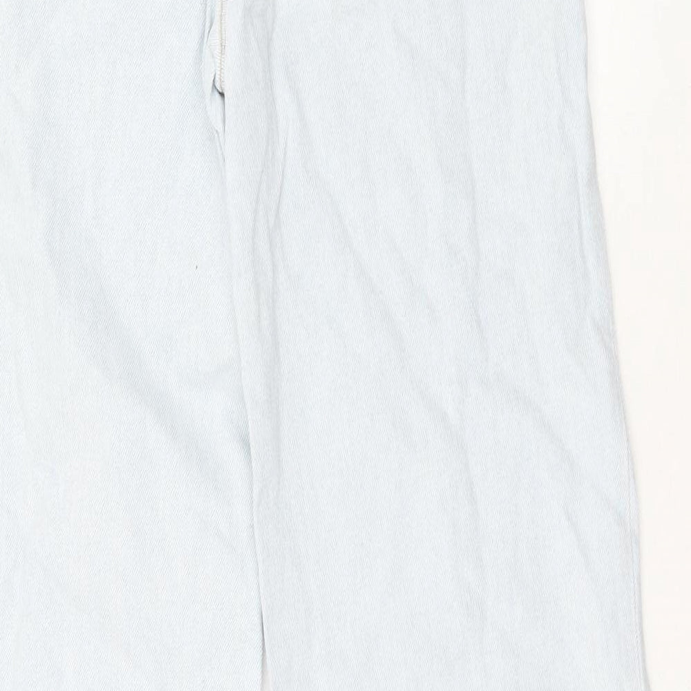 New Look Womens Blue Cotton Wide-Leg Jeans Size 6 Regular Zip