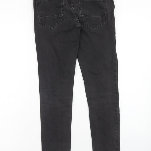 NEXT Mens Black Cotton Skinny Jeans Size 28 in L31 in Extra-Slim Zip