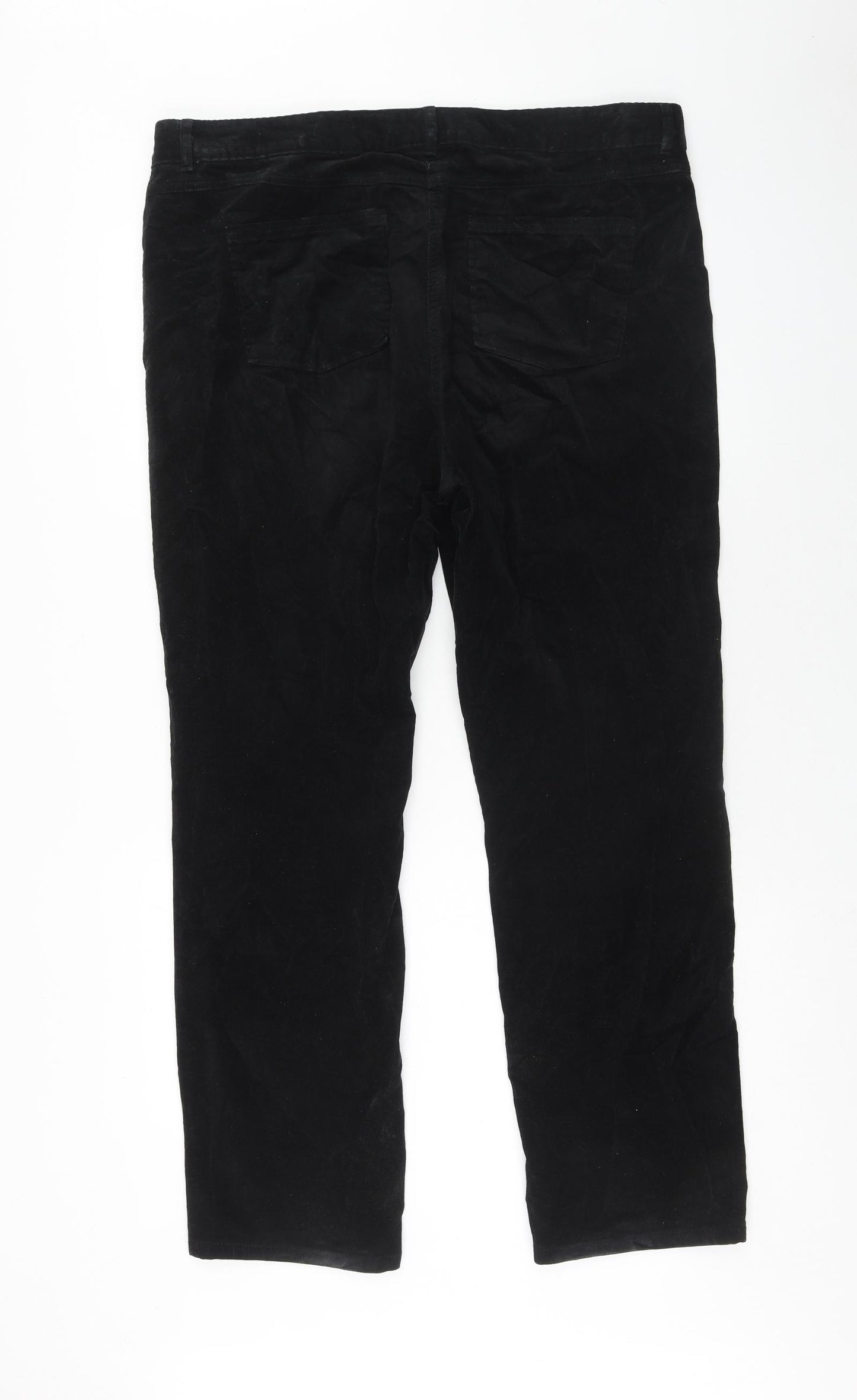 Marks and Spencer Womens Black Cotton Trousers Size 18 Regular Zip