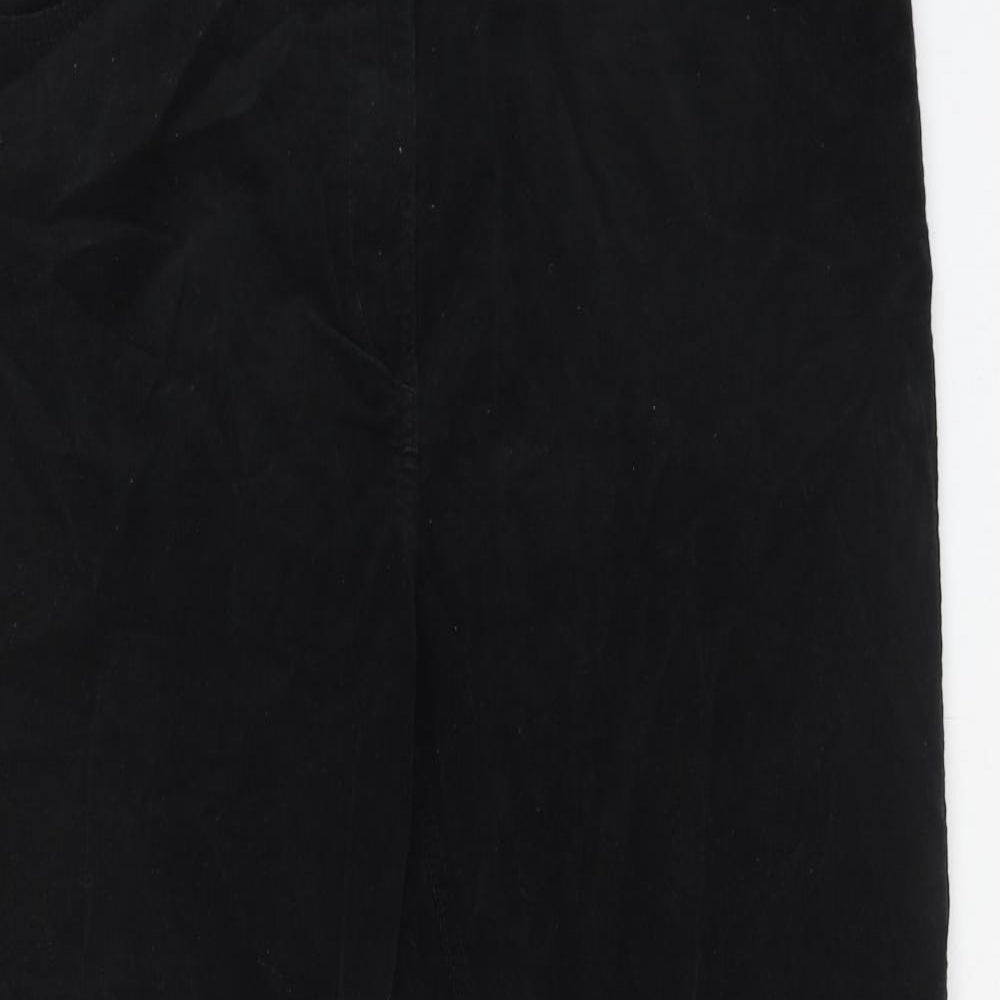 Marks and Spencer Womens Black Cotton Trousers Size 18 Regular Zip