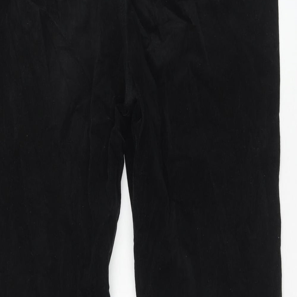 Marks and Spencer Womens Black Cotton Trousers Size 18 Regular Zip