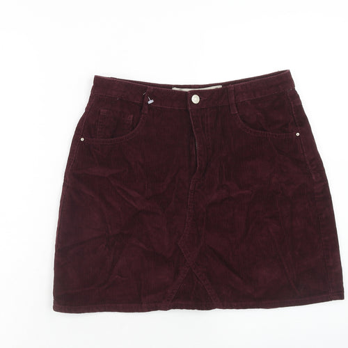 Denim & Co. Womens Red Cotton Straight & Pencil Skirt Size 12 Zip