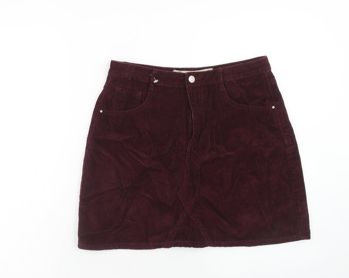 Denim & Co. Womens Red Cotton Straight & Pencil Skirt Size 12 Zip