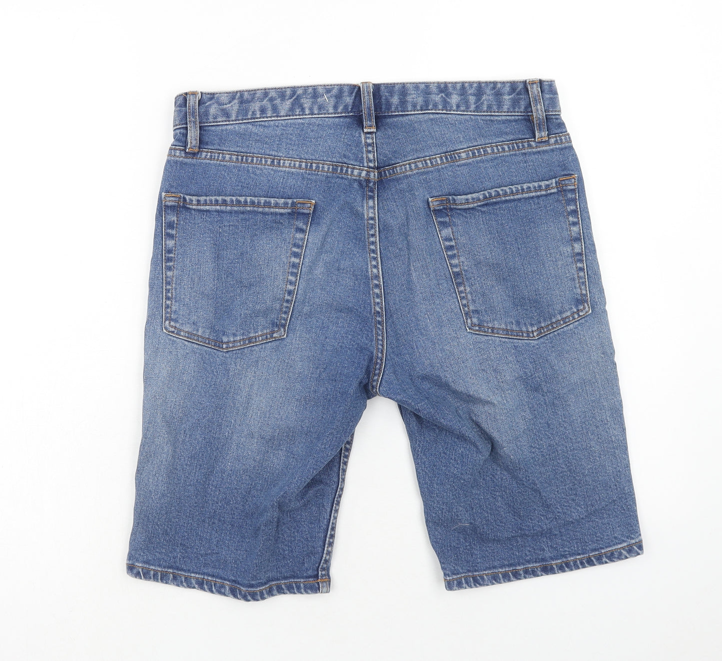 Topman Mens Blue Cotton Biker Shorts Size 32 in Regular Zip