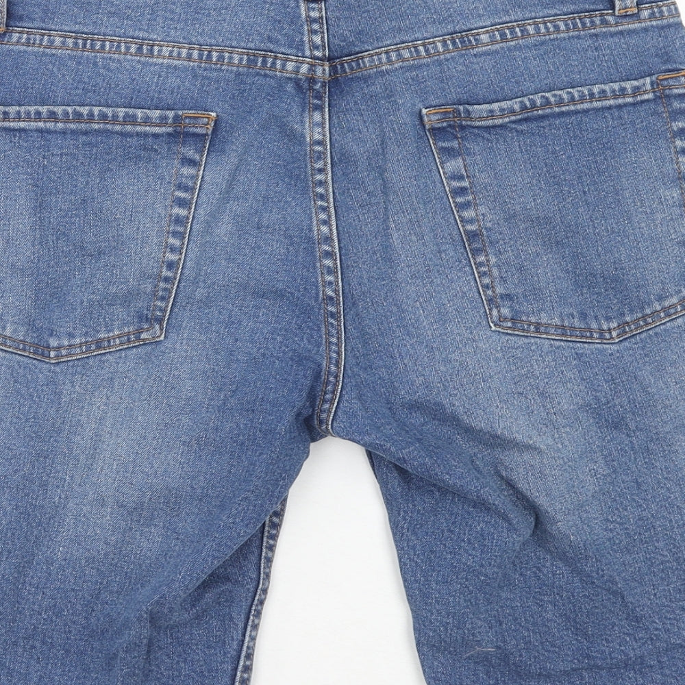 Topman Mens Blue Cotton Biker Shorts Size 32 in Regular Zip